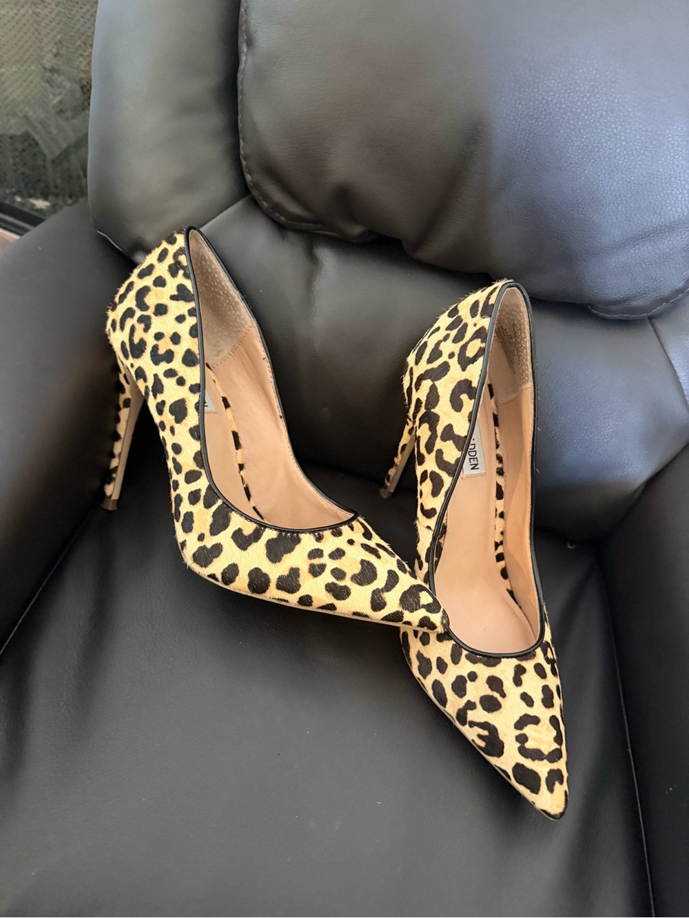 Steve Madden Leopard-Print Pointed Toe Stiletto Pumps - Yellow & Black